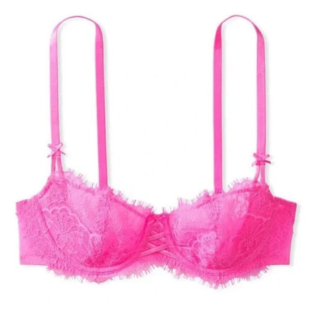 New! Victoria's Secret Dream Angels Wicked Lace Balconette Bra Pink 20077